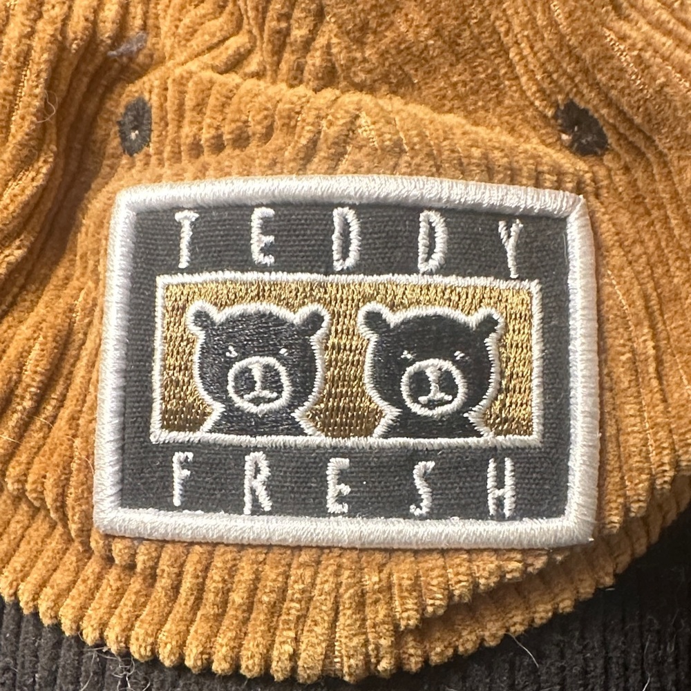 Teddy Fresh Tan and Black Corduroy Hat Vintage TF - Picture 2 of 3